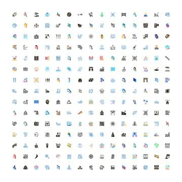 Large collection of isometric design icons for various concepts 스톡 일러스트