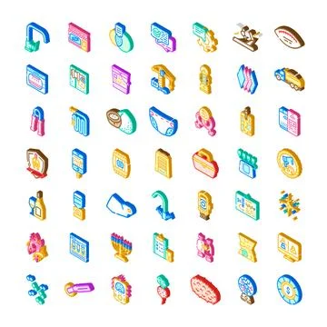 Large collection of isometric design icons and symbols Stockillustratie
