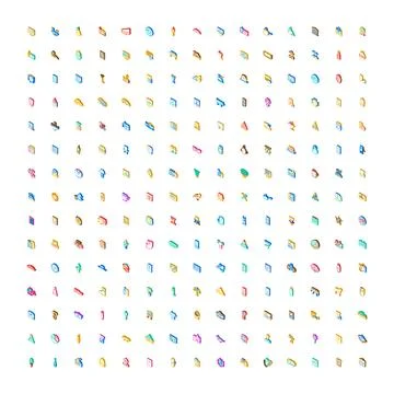 Large collection of isometric icons for various concepts Stock Illustration