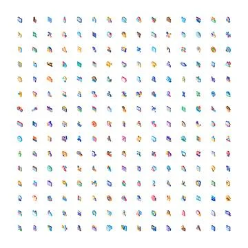 Large collection of isometric user interface icons set Stock Illustration