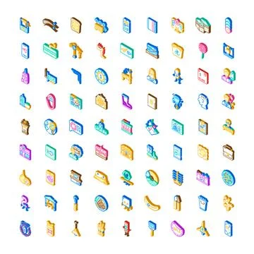 Large collection of isometric vector icons objects items 스톡 일러스트