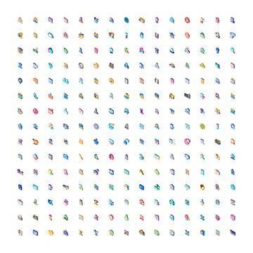 Large collection of isometric web digital icons Stock Illustration