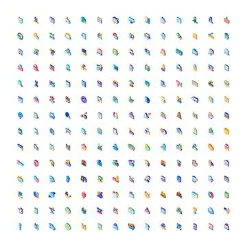 Large collection of isometric web icons representing business concepts Stock Illustration