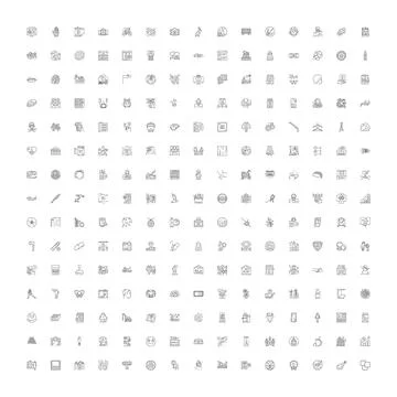 Large collection of line icons representing various concepts 스톡 일러스트