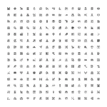 Large collection line icons for web and app interface Illustrazione stock