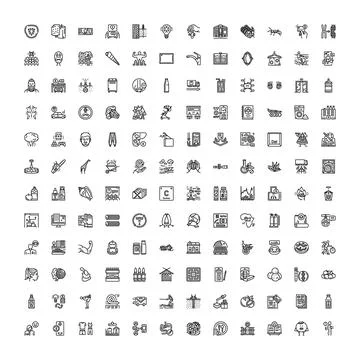 Large collection line icons web design mobile app イラスト素材