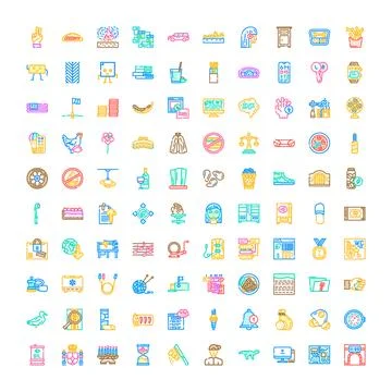 Large collection linear icon set flat design Stock Illustration