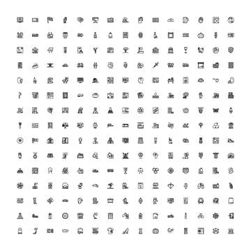 Large collection of minimalist outline web icons set Stockillustratie