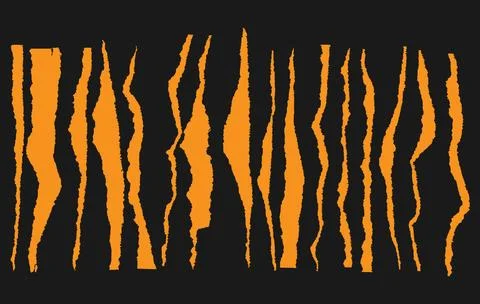 Large collection of narrow torn strips of paper on a black background Stock Illustration