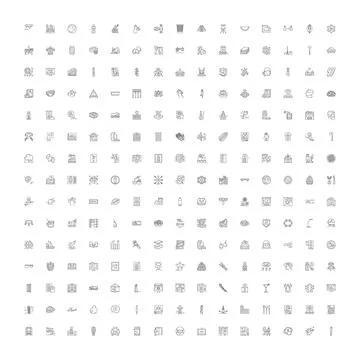 Large collection of outline icons for web design Stockillustratie