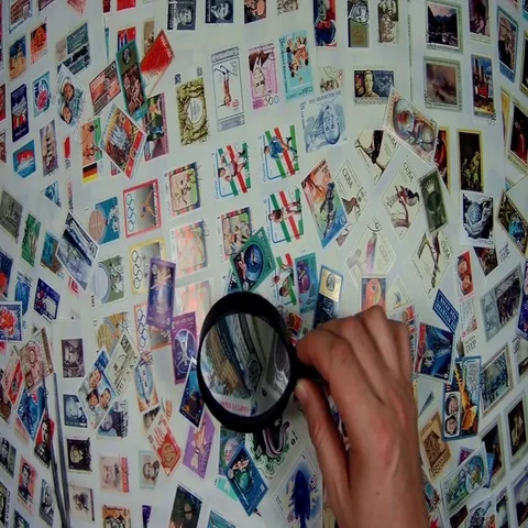 A large collection of postage stamps Stock Footage 69562208