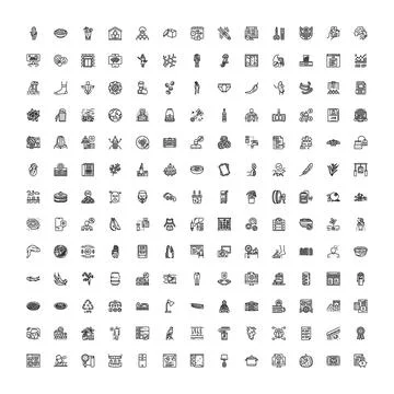 Large collection thin line vector pictogram icons Illustrazione stock