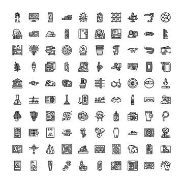 Large collection of universal outline web icons set 스톡 일러스트
