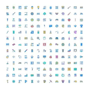 Large collection of varied outline vector icons Illustrazione stock