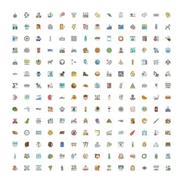 Large collection of vector icons representing diverse concepts 스톡 일러스트