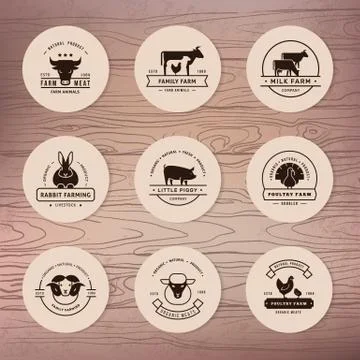 A large collection of vector logos for farmers, grocery stores and other Stock Illustration