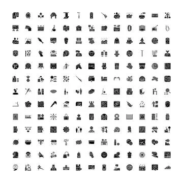Large collection of web graphic business technology icons Illustrazione stock