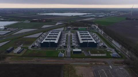 Large Colocation Data Center Middenmeer Aerial View Stock Footage 324882723