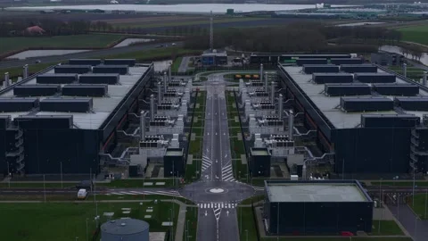 Large Colocation Data Center Middenmeer Aerial View Stock Footage 324882729