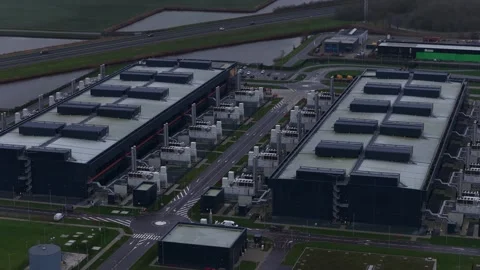 Large Colocation Data Center Middenmeer Aerial View Stock Footage 324882739