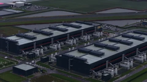 Large Colocation Data Center Middenmeer Aerial View Stock Footage 324882740