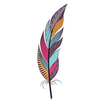 Large colored feather with patterns Stockillustratie