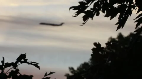 Large Commercial Plane at Sunset Stock Footage 12422517