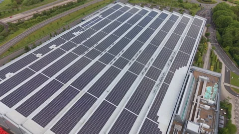 Large Commercial Rooftop Equipped With Solar Panels Stock-Footage 335114318