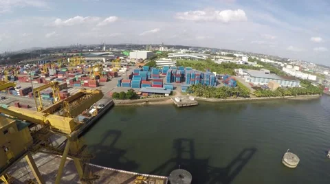 Large Commercial Shipyard Stock Footage 64273849