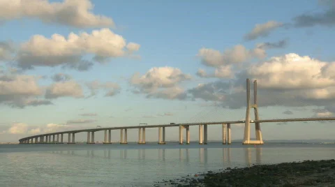 Large concrete bridge time lapse Stock Footage 736945