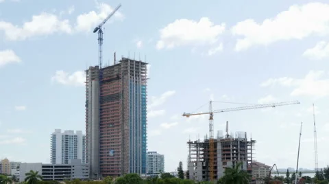 Large condominium and smaller building under construction. Stock Footage 50806062