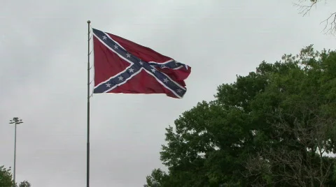 Large Confederate Battle Flag Stock Footage
