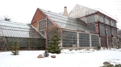 Large conservatory in winter Stock Footage 54589526