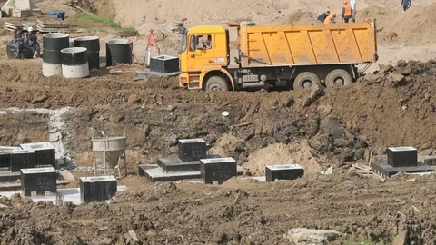 Large construction area in summer Stock Footage 80171997
