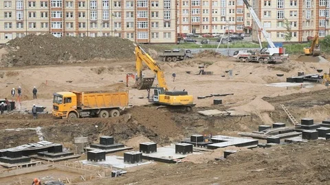 Large construction area in summer Stock Footage 81031527