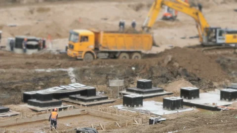 Large construction area in summer Vídeo Stock 88478970