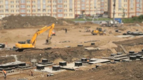 Large construction of large complex of buildings Stock Footage 80069178