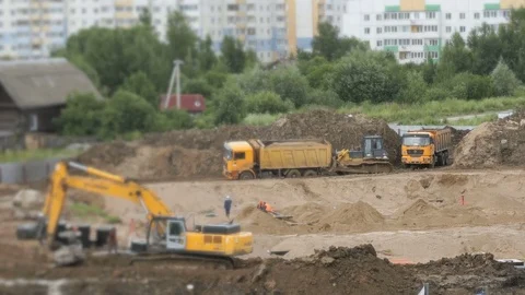 Large construction of large complex of buildings Stock Footage