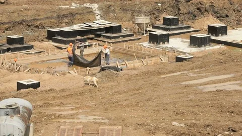 Large construction of large complex of buildings Stock Footage 84150820