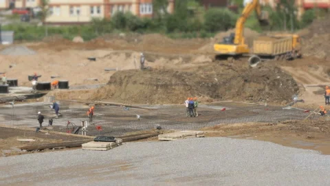 Large construction of large complex of buildings Stock Footage 87379990