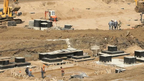 Large construction of large complex of buildings Stock Footage 87828885