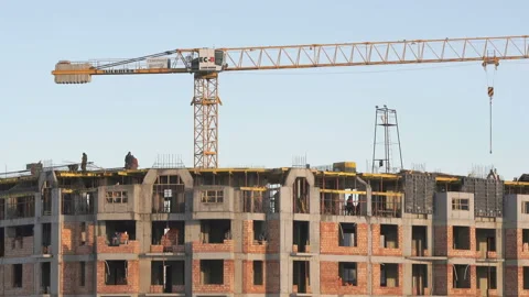 Large construction of large complex of buildings Stock Footage 129370732
