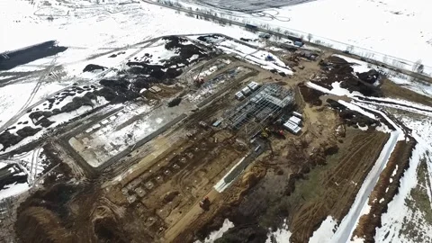 Large construction site from a bird's eye view Stock Footage 145661273