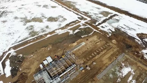 Large construction site from a bird's eye view Stock Footage 145661329