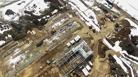 Large construction site from a bird's eye view Stock Footage 145671411