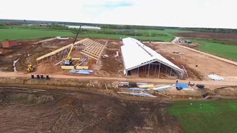 Large construction site from a bird's eye view Stock Footage 145671512