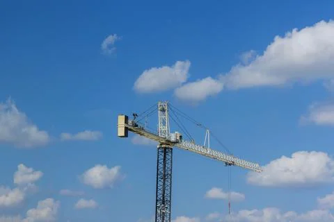 Large construction site including cranes working on a building complex Stock Photos