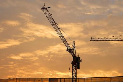 Large Construction Site Including Several Cranes Stock Photos