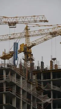 Large construction site in middle of the city. Stock Photos