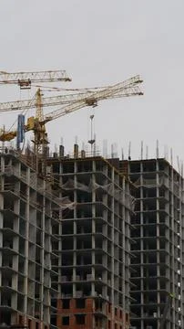 Large construction site in middle of the city. Stock Photos